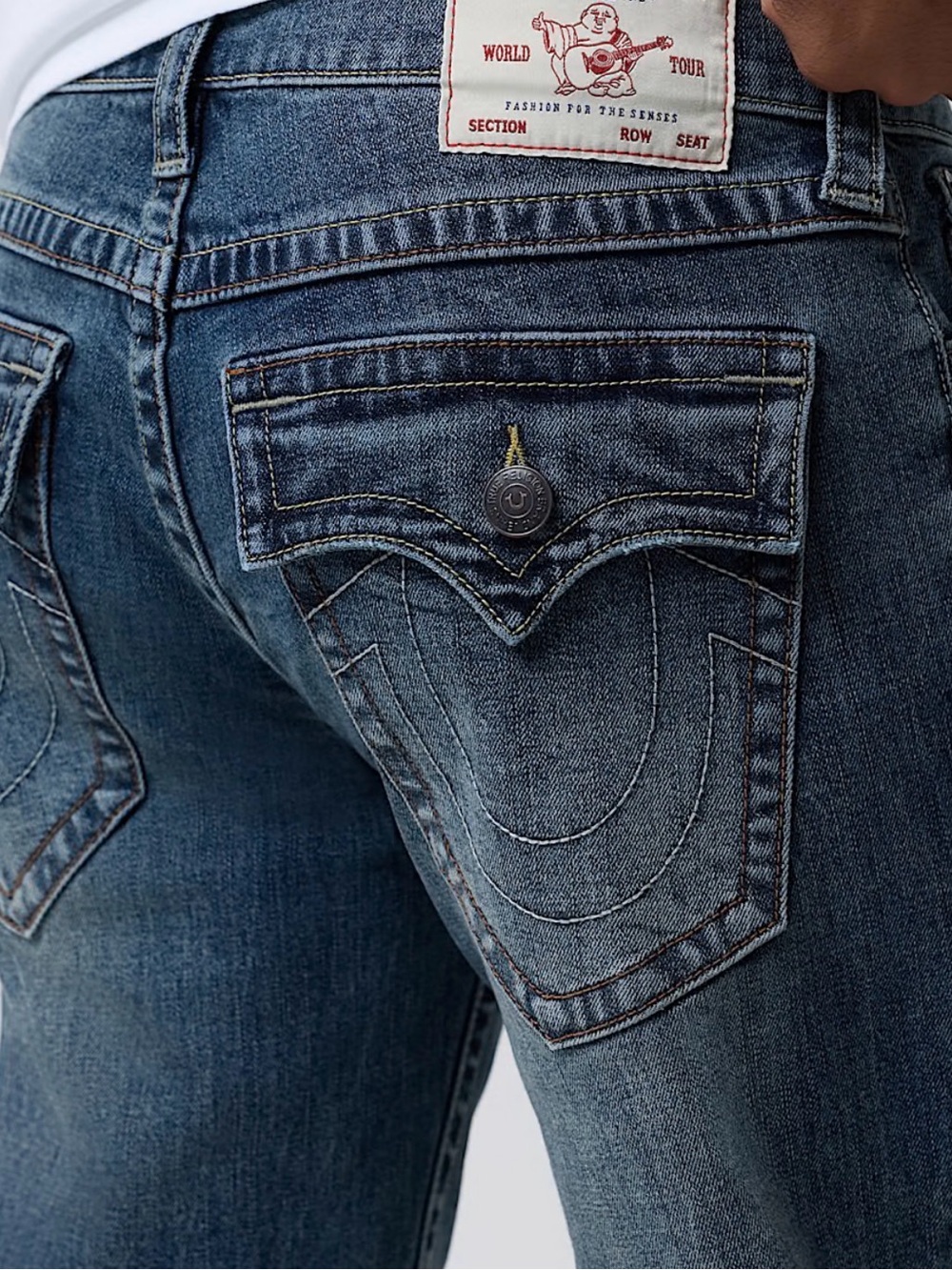 TRUE RELIGION ROCCO FLAP Relaxed Skinny Men's Jeans 38x32 Blue